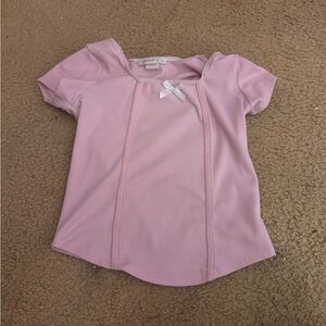 Pink Kids Shirt with Bow Accent